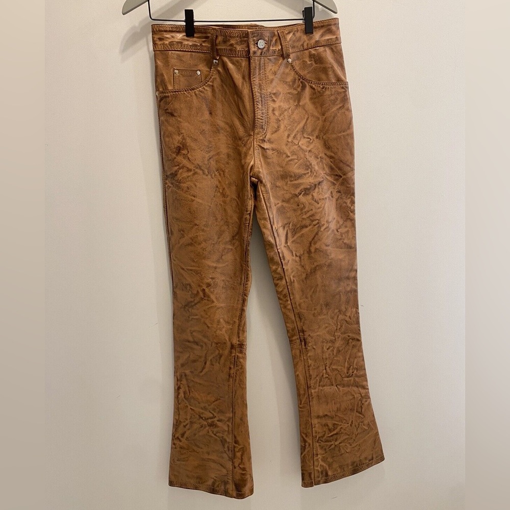 Men’s Flared Brown Leather Pants